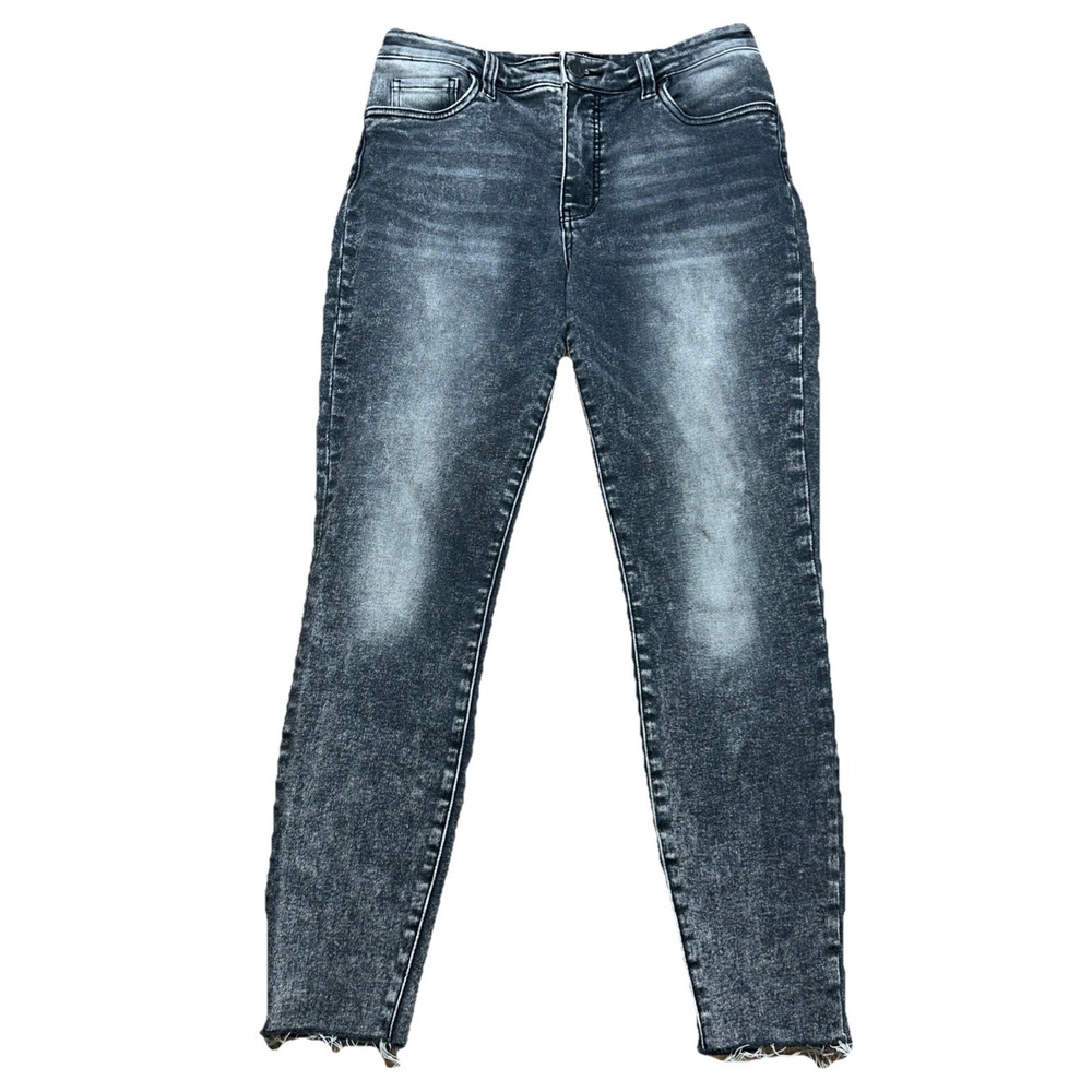 Kut From The Kloth Connie Fab Ab Ankle Skinny High Rise Raw Hem Heather Black 10